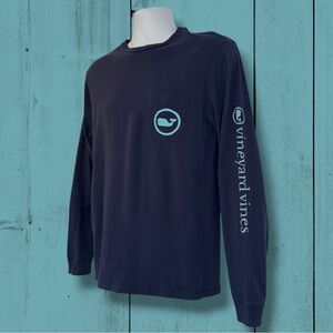 Vineyard Vines Men’s Long Sleeve Pocket Tee XS Navy Whale Logo